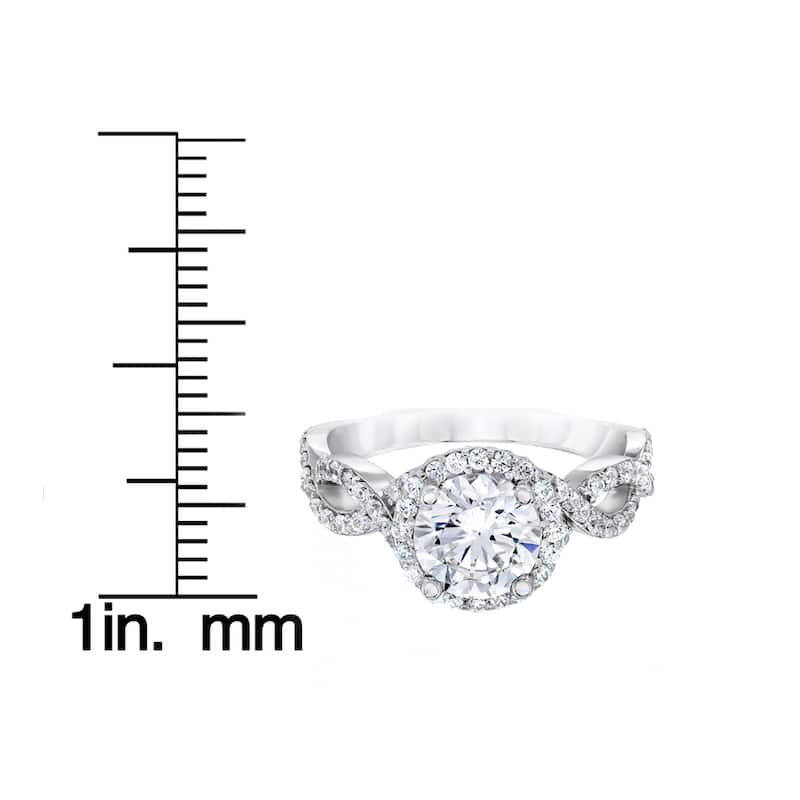 14k White Gold 2 1/4ct TDW Halo Round Clarity Enhanced Diamond Engagement Ring