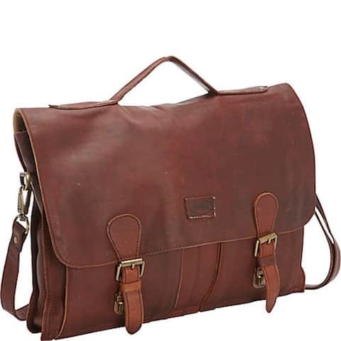 Sharo Extra wide Brown Soft Leather Laptop Computer Brief and Messenger Bag