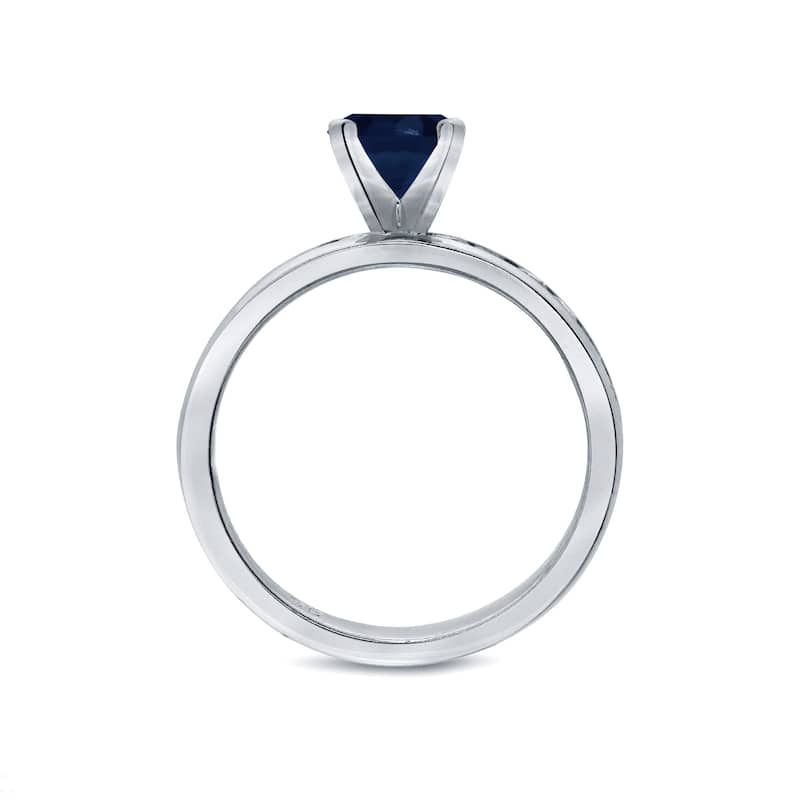 Auriya Round 3/4ct Sapphire and 3/4ct TDW Channel Set Diamond Engagement Ring Set 14k Gold