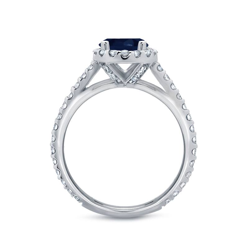 Auriya Round 7/8ct Blue Sapphire and 3/5ct TDW Diamond Halo Engagement Ring 14k White Gold (H-I, SI1-SI2)