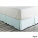 preview thumbnail 4 of 6, Sheena Floral Linen/Cotton Bed Skirt Aqua - California King