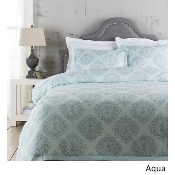 slide 2 of 6, Sheena Floral Linen/ Cotton Duvet Cover Aqua - King