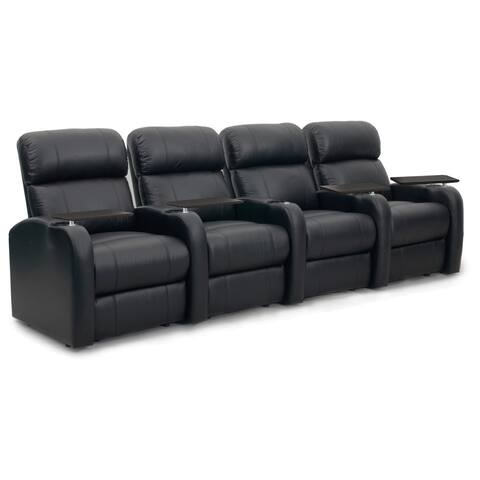 Octane Diesel XS950 Seats Straight/ Manual Recline/ Black Premium Leather Home Theater Seating (Row of 4)