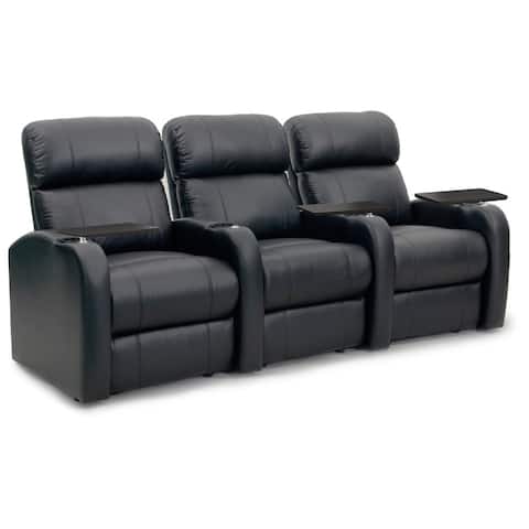 Octane Diesel XS950 Seats Straight/ Manual Recline/ Black Premium Leather Home Theater Seating (Row of 3)
