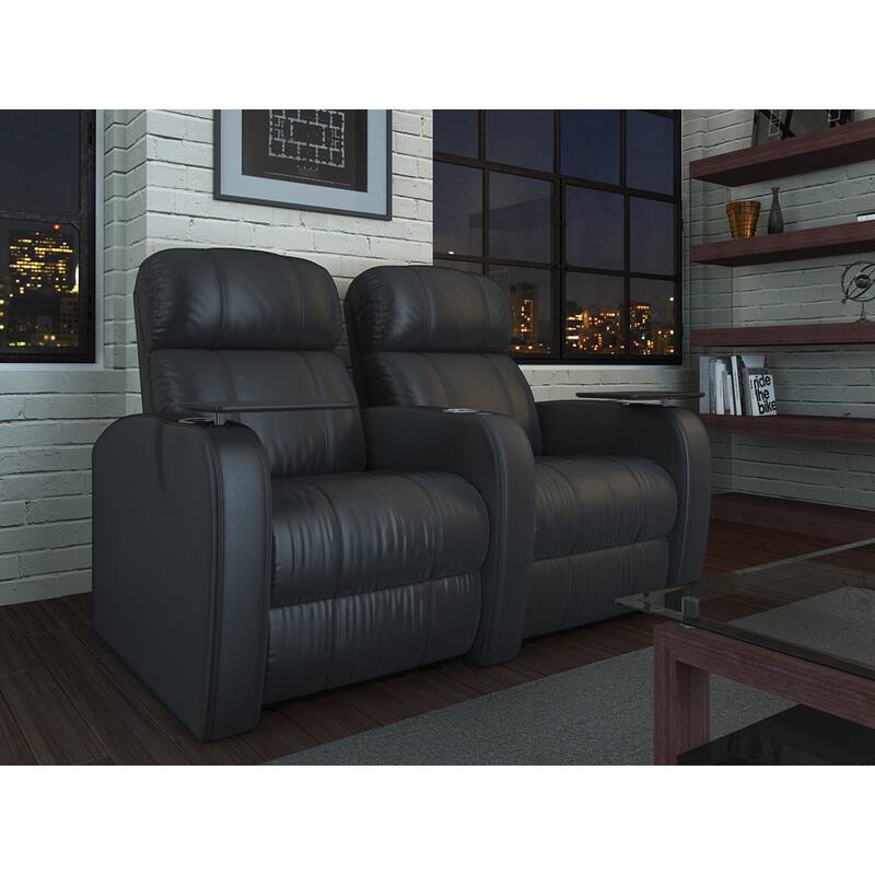 Octane Diesel XS950 Seats Straight/ Manual Recline/ Black Premium Leather Home Theater Seating (Row of 2)