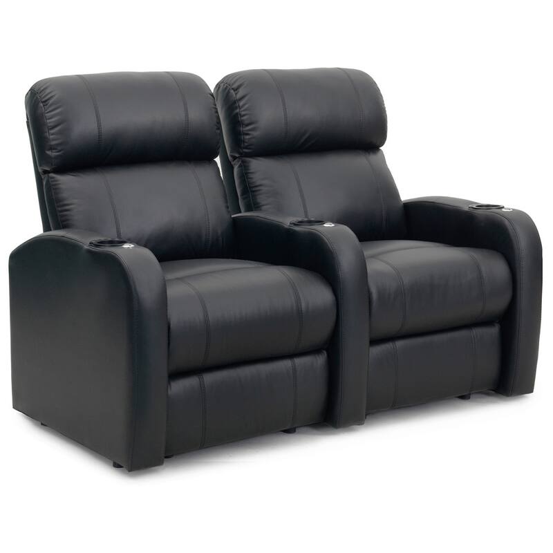 Octane Diesel XS950 Seats Straight/ Manual Recline/ Black Premium Leather Home Theater Seating (Row of 2)