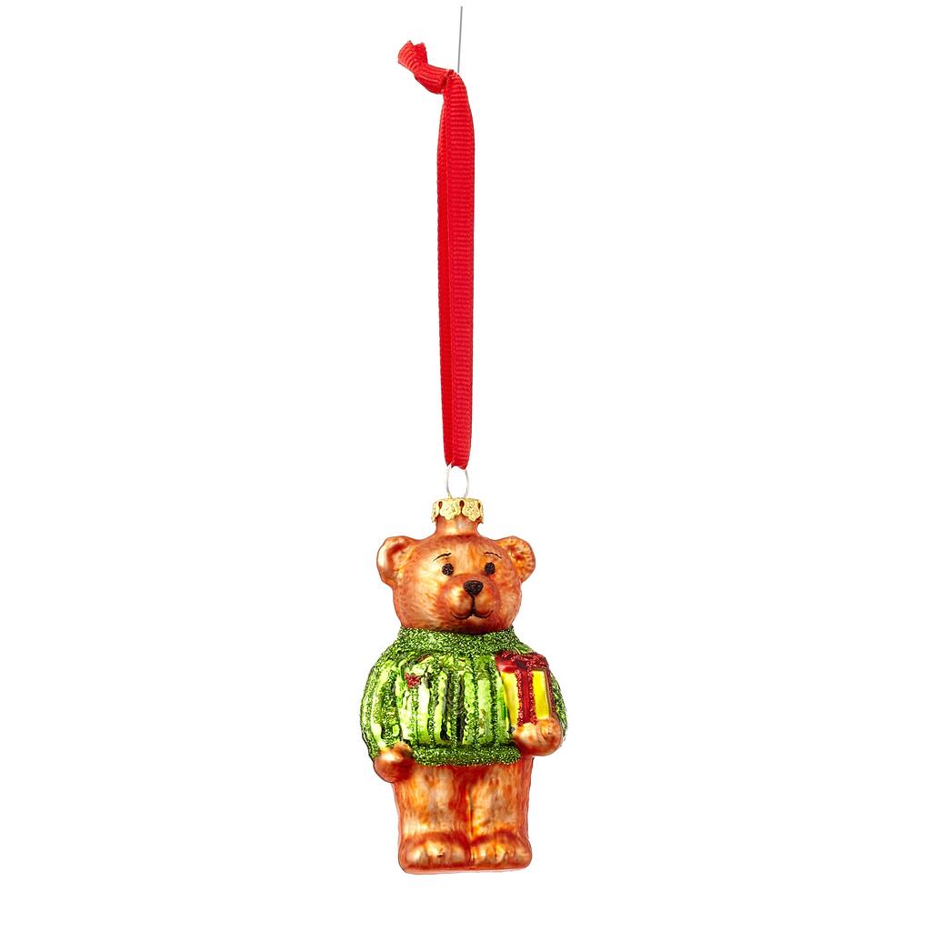 Glass Teddy Bear 3.5-inch Ornament (Set of 12)