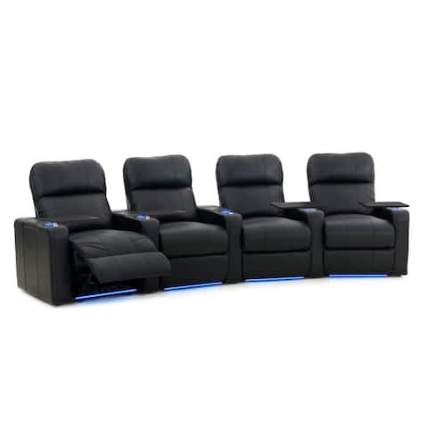 Octane Turbo XL700 Curved/ Power Recline/ Black Premium Leather Home Theater Seating (Row of 4)