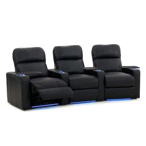 Octane Turbo XL700 Curved/ Power Recline/ Black Premium Leather Home Theater Seating (Row of 3)