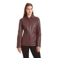 Excelled Women's Lambskin Zip Front Welt Pocket Scuba Jacket
