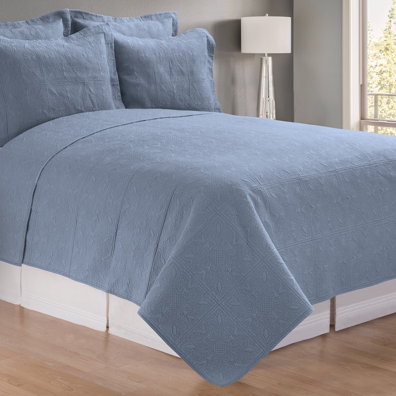 Colonial Blue Matelasse Quilt (Shams Not Included)