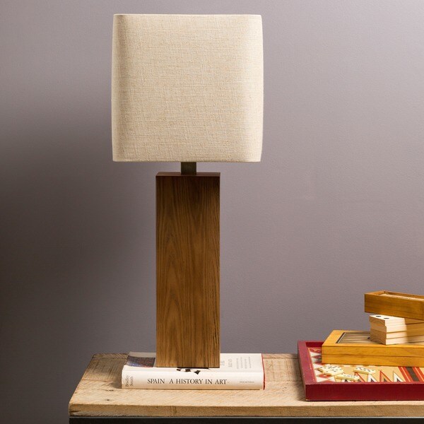Contemporary Essex Table Lamp with Natural Finish Wood Base