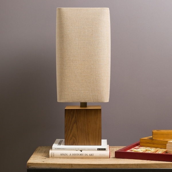 Contemporary Esme Table Lamp with Natural Finish Wood Base