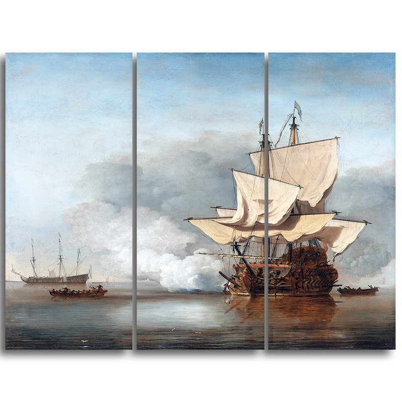 Design Art "Willem van de Velde - The Cannon Shot" Canvas Art Print