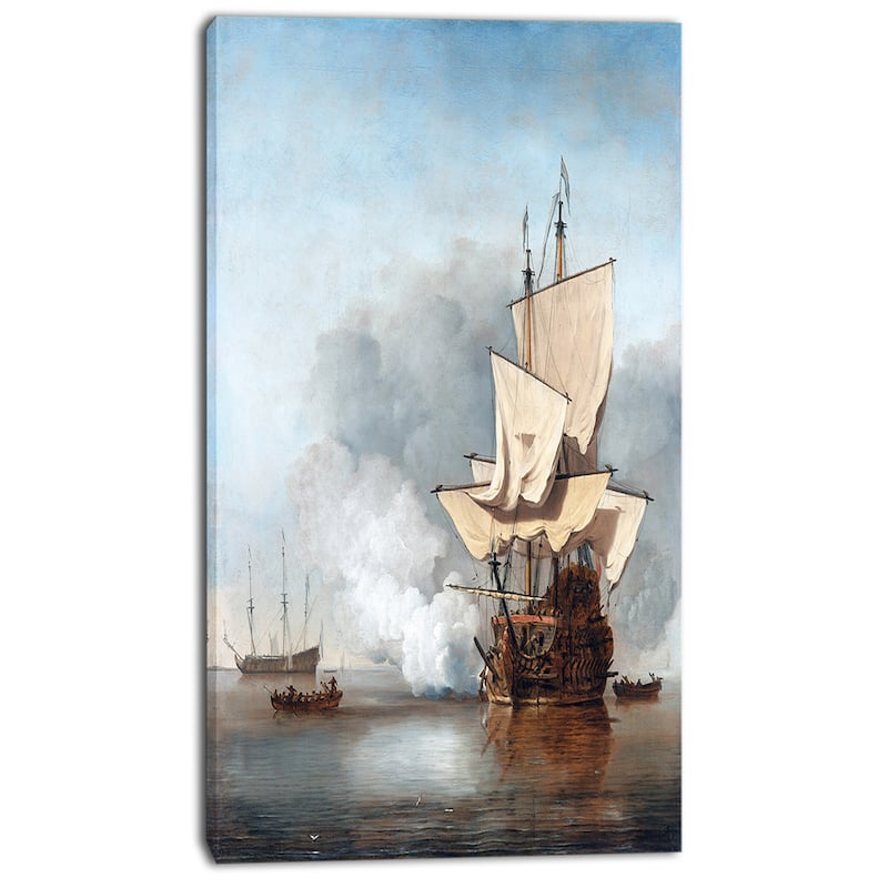 Design Art "Willem van de Velde - The Cannon Shot" Canvas Art Print