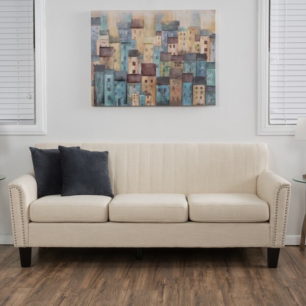 Sofas Couches For Living Rooms Brookfield Three Seat Fabric Sofa By Christopher Knight Home
