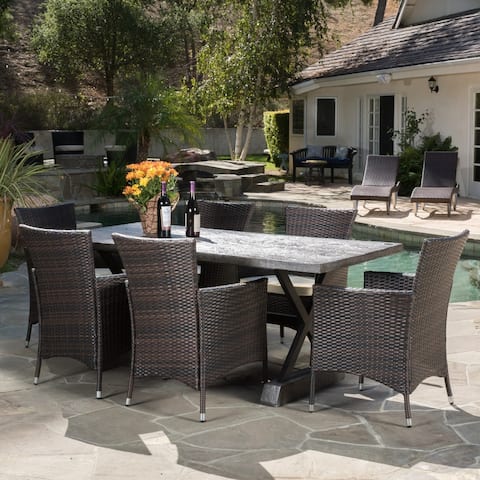 Numana Outdoor 7-pc. Lightweight Concrete Dining Set by Christopher Knight Home