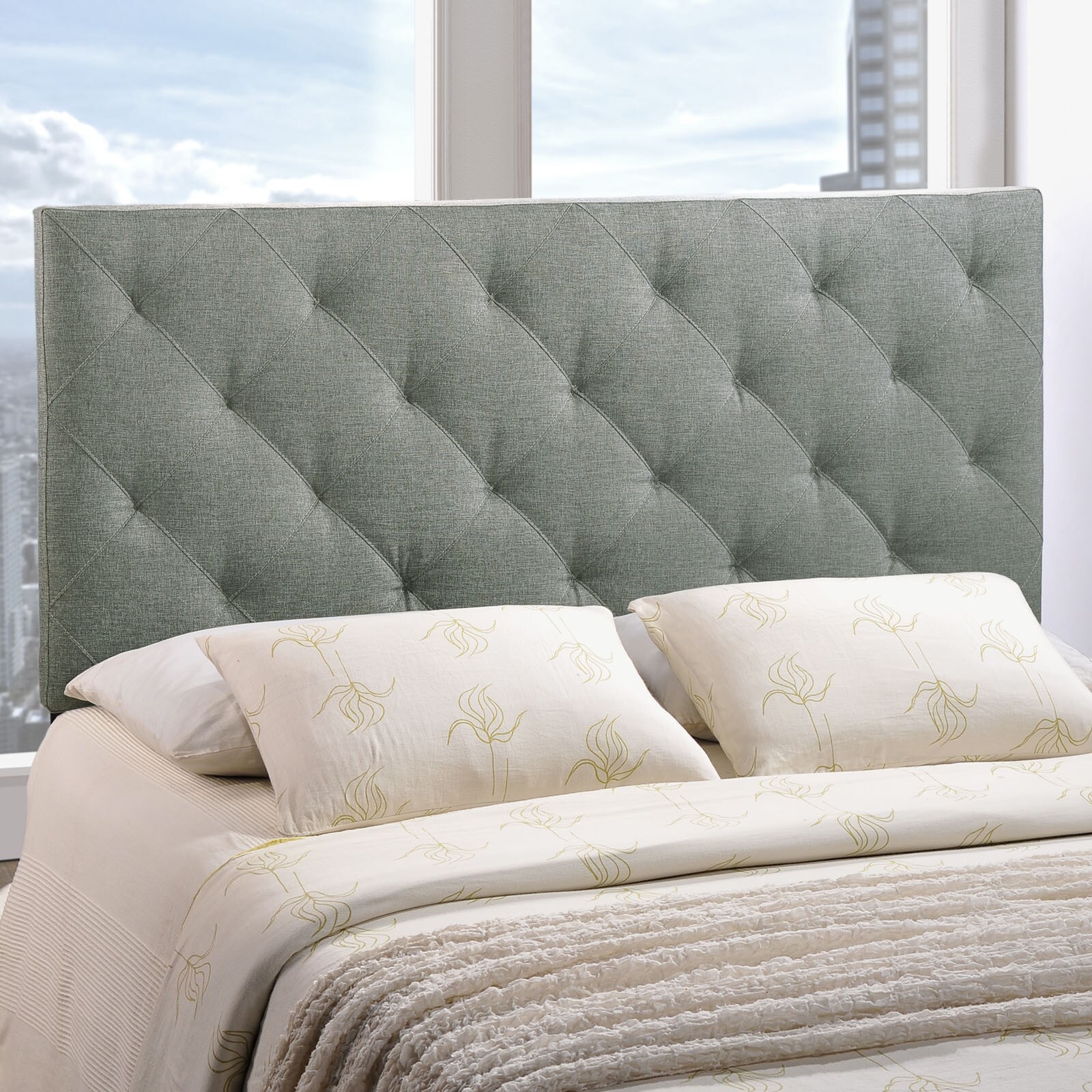Shop Laurel Creek Payton Fabric Headboard in Grey Free Shipping On