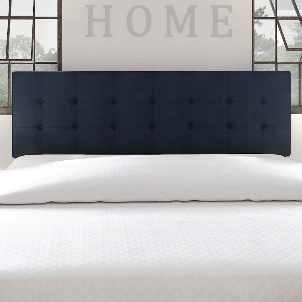 Porch & Den Hyperion Navy Blue Tufted Fabric Headboard