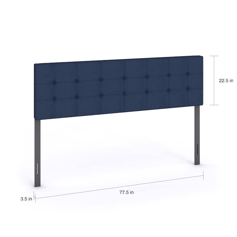Porch & Den Hyperion Navy Blue Tufted Fabric Headboard