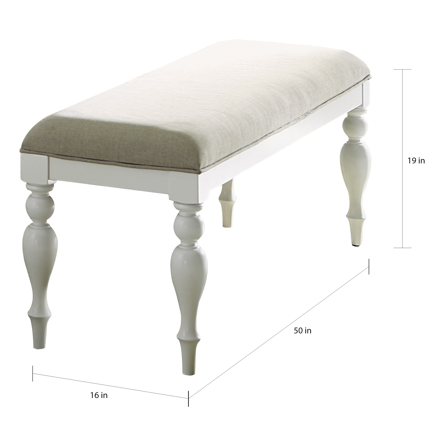 Summer Cottage White Linen Upholstered Dining Bench Summer Cottage White Linen Upholstered Dining Bench