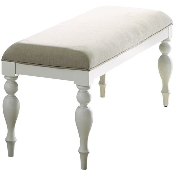Shop Summer Cottage White Linen Upholstered Dining Bench ...