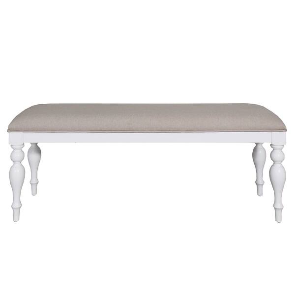 Summer Cottage White Linen Upholstered Dining Bench Summer Cottage White Linen Upholstered Dining Bench