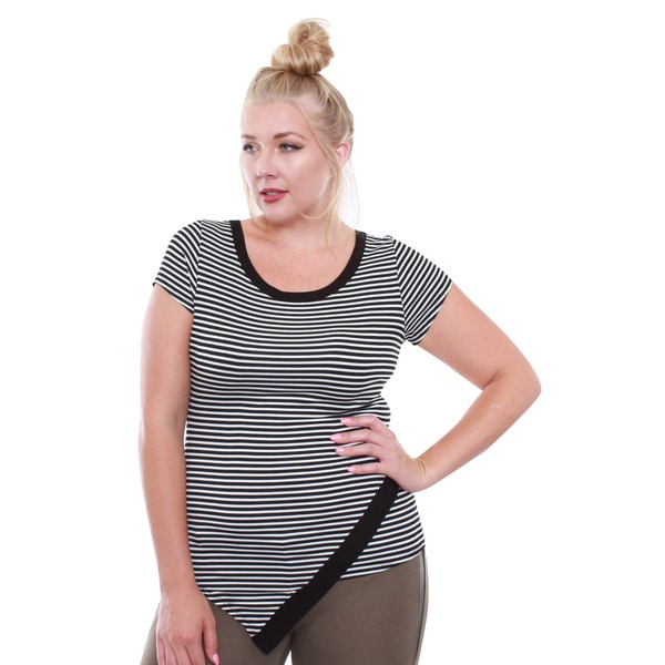 Juniors Black and White Stripe Plus Size Top   17725369  