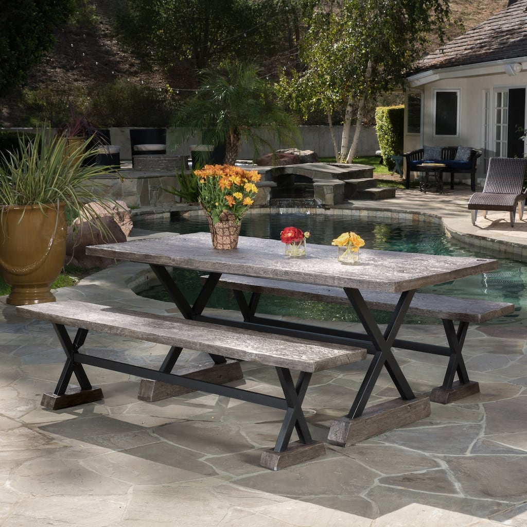 Numana Outdoor 3-piece Lightweight Concrete Dining Set