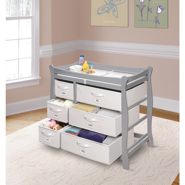 sleigh change table with drawers