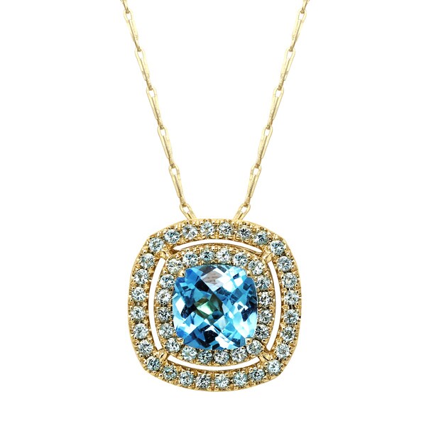 Shop 14k Yellow Gold Blue Topaz Necklace - Free Shipping Today