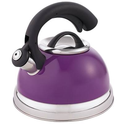 Creative Home Symphony 2.6 Quart Stainless Steel Whistling Tea Kettle with Aluminum Capsulated Bottom, Plum Color