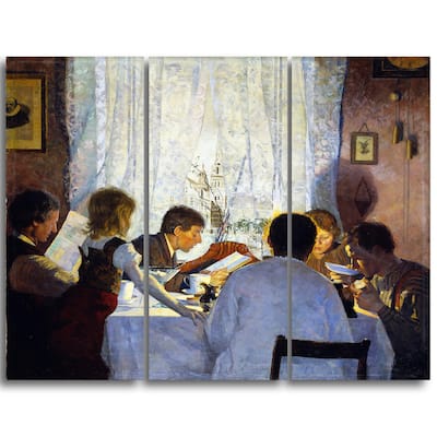 Design Art "Gustav Wentzel - Breakfast II. The Artist's Family" Canvas Art Print