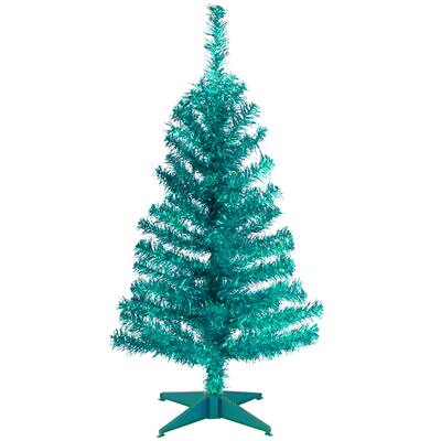 National Tree Company 3 ft. Turquoise Tinsel Tree - 3 Foot