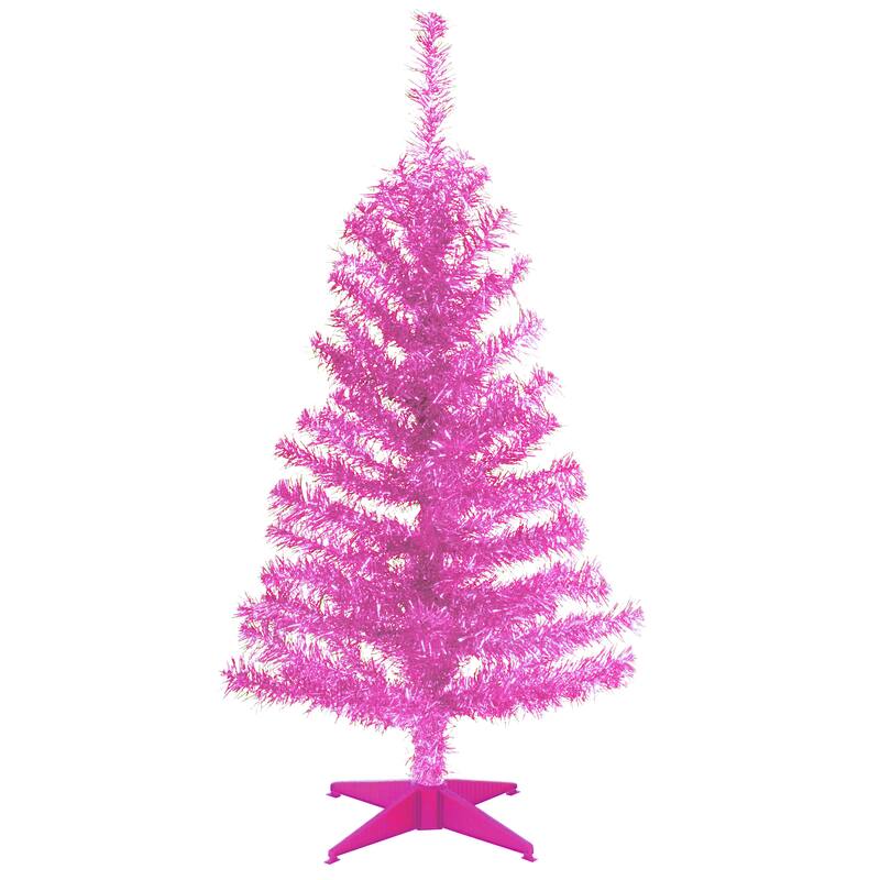 National Tree Company 3 ft. Pink Tinsel Tree - 3 Foot