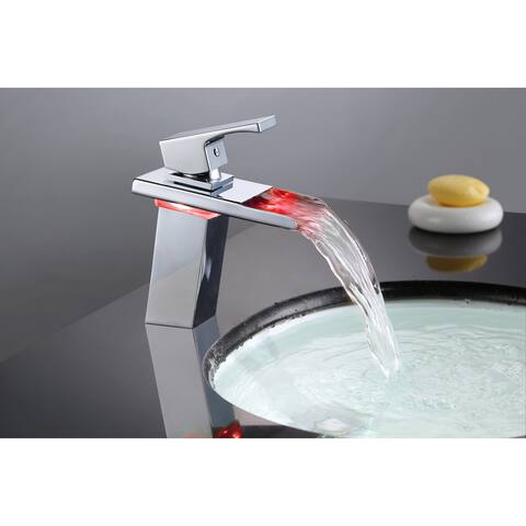 Sumerain Thermal LED Singe-Hole Stainless Steel Waterfall Bathroom Faucet