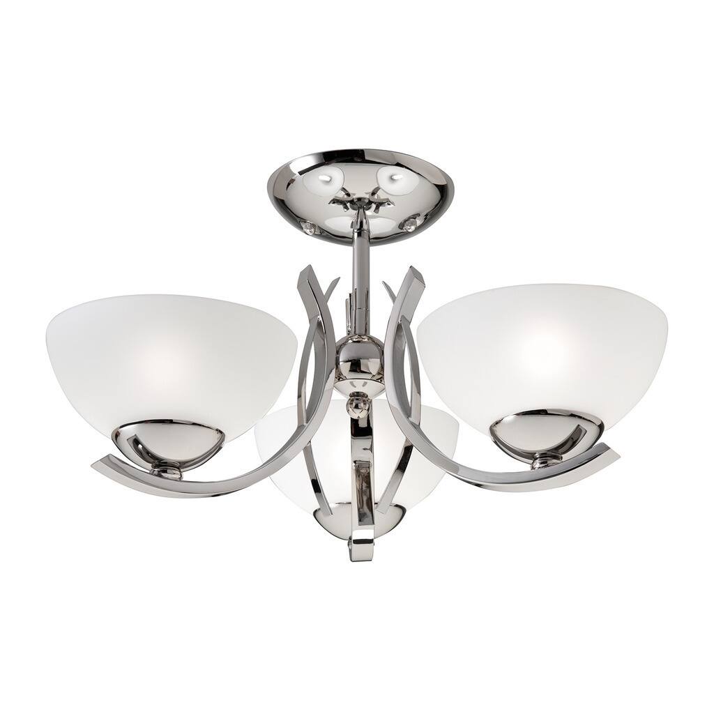 Contemporary 3-light Polished Nickel Semi Flush Mount Light - Silver