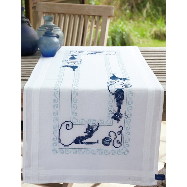 Cheerful Cats Table Runner Stamped Embroidery Kit Free Shipping On Orders Over 45 Overstock