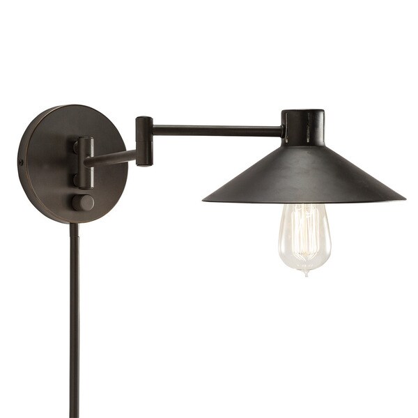 Transitional 1-light Bronze Swing Arm Pin-up Plug-in Wall ...