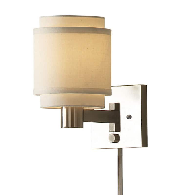 Porch & Den Quintero Transitional 1-light Brushed Nickel Swing Arm Pin-up Plug-in Wall Lamp