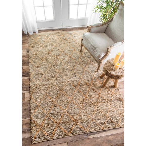 nuLOOM Handknotted Natural Fiber Braided Trellis Jute Rug (5' x 8