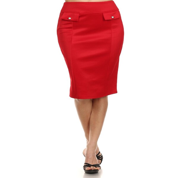 Shop MOA Collection Women's Plus Size Pencil Skirt with Pocket Flap ...