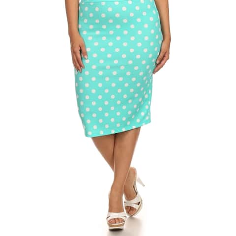 MOA Collection Women's Plus Size Polka Dot Skirt