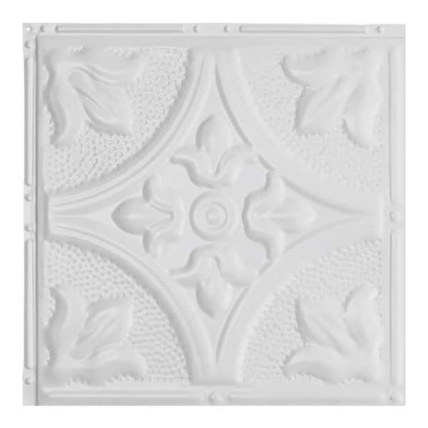 Great Lakes Tin Jamestown Matte White 2 Foot X 2 Foot Nail Up Ceiling Tile Carton Of 5