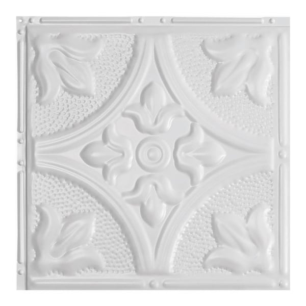 Great Lakes Tin Jamestown Gloss White 2 Foot X 2 Foot Nail Up Ceiling Tile Carton Of 5