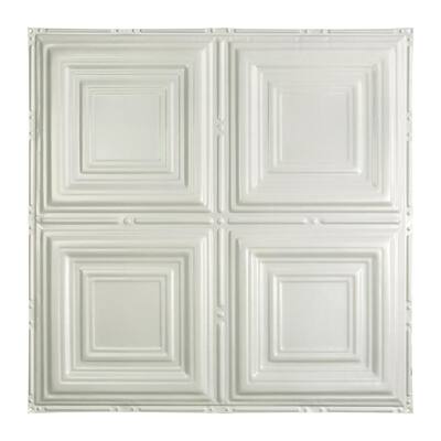 Great Lakes Tin Syracuse Gloss White 2-foot x 2-foot Nail-up Ceiling Tile