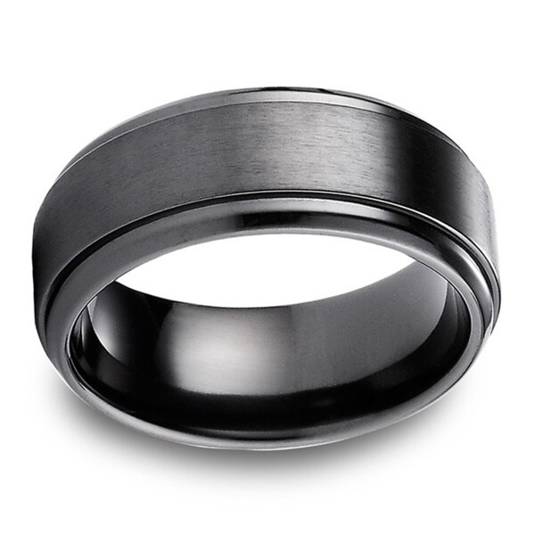 Black Titanuium Men's 9mm Satin Center Ring. Opens flyout.
