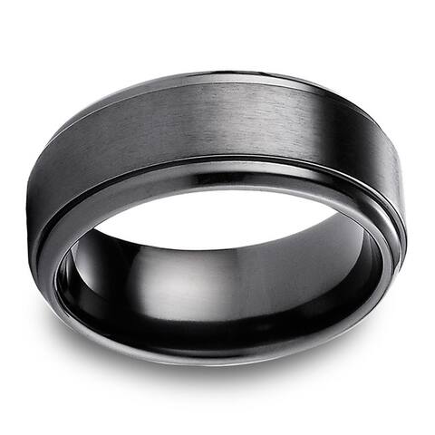Black Titanuium Men's 9mm Satin Center Ring