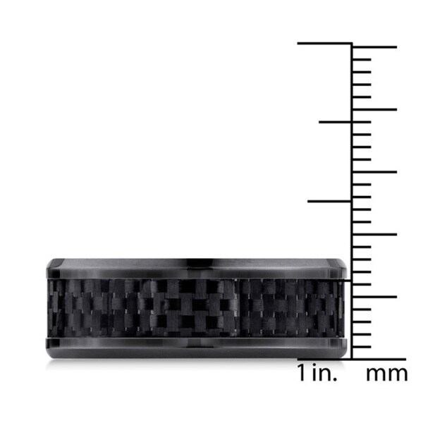 Black Titanuium Men's Carbon Fiber Center 8mm Ring