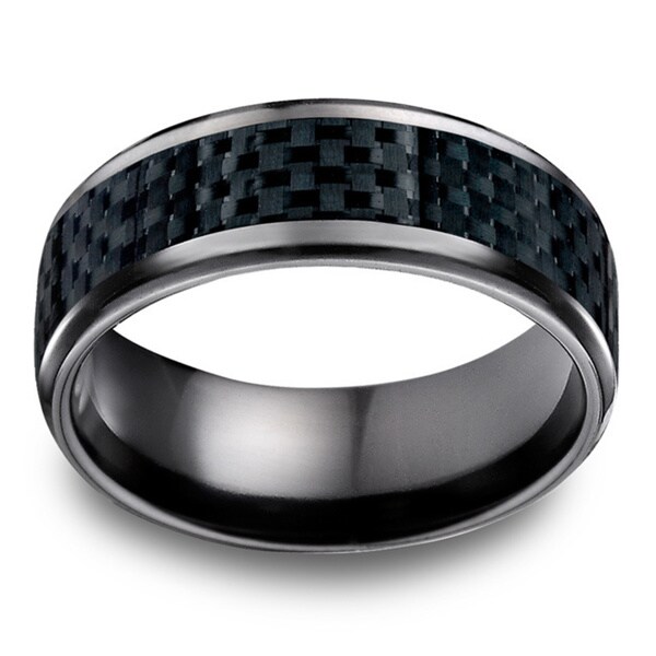 Black Titanuium Men's Carbon Fiber Center 8mm Ring. Opens flyout.